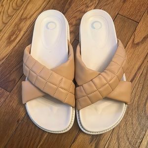 Size 11 Journee beige slides NWOT